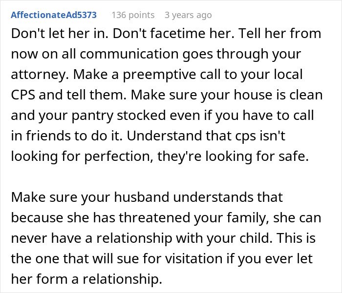 Comment advising new parents to prepare for CPS visits and handle in-laws threatening CPS involvement.