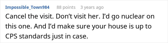 Comment discussing concerns about new parents' home conditions and potential CPS involvement after in-laws' threats.