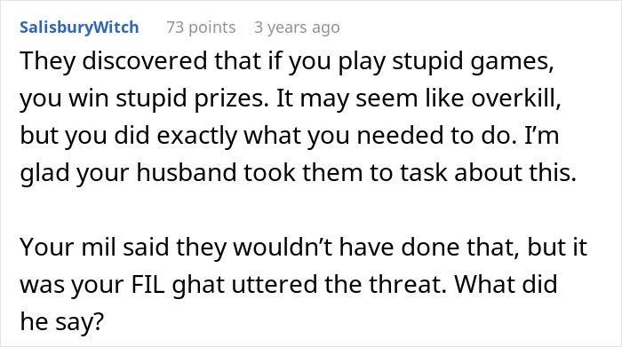 Screenshot of a Reddit comment discussing in-laws threatening CPS over new parents’ home being declared unacceptable.