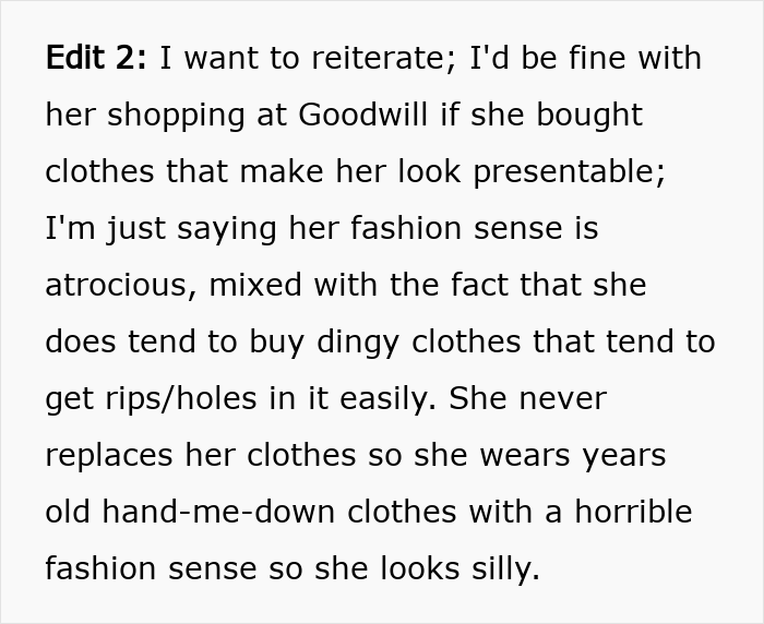 Man feels embarrassed by girlfriend’s outdated style, reflecting her childhood trauma with worn and dingy clothes.