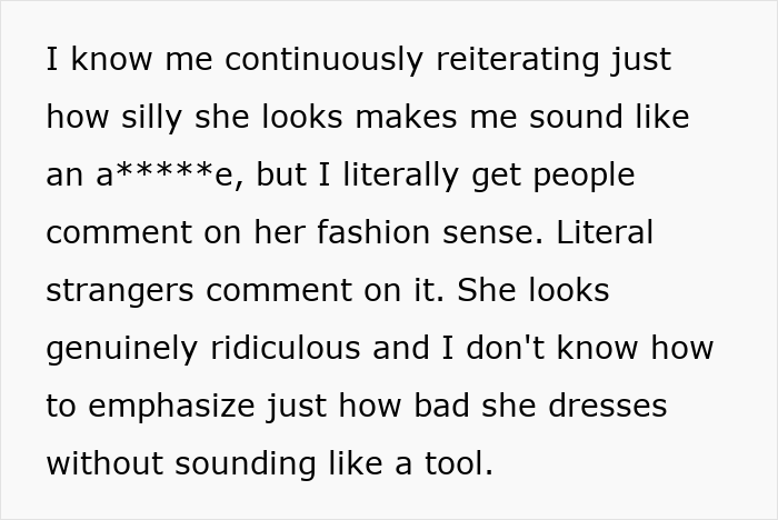 Text excerpt discussing a man feeling embarrassed by his girlfriend’s style and its impact on childhood trauma.