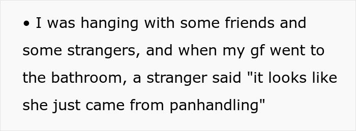Text excerpt about man feeling embarrassed by girlfriend’s style and its impact on childhood trauma shared in a conversation.