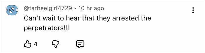 Comment from tarheelgirl4729 expressing eagerness to hear about the arrest of perpetrators related to Nancy Guthrie&rsquo;s kidnapper case.