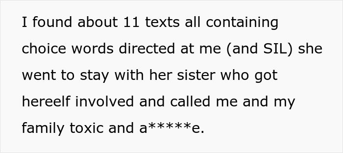 Text message screenshot showing a person describing toxic family drama after revealing planned wedding outfit to brother&rsquo;s wedding.