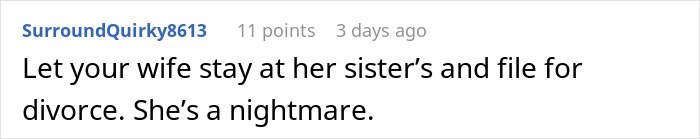 Comment on Reddit thread discussing a husband leaving wife after she reveals outfit plans for brother&rsquo;s wedding.