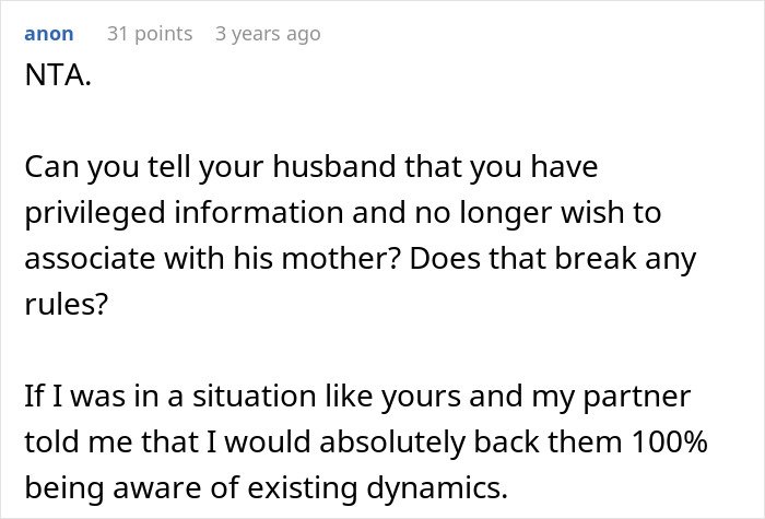 Screenshot of a Reddit comment discussing nurse's struggle with HIPAA and issues involving mother-in-law on a secret date.