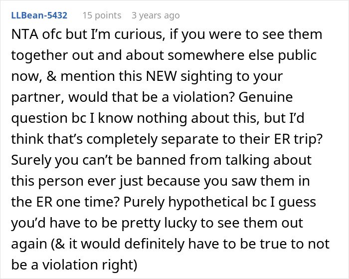 Comment discussing a nurse facing stress over a HIPAA dilemma after finding mother-in-law on a secret date.
