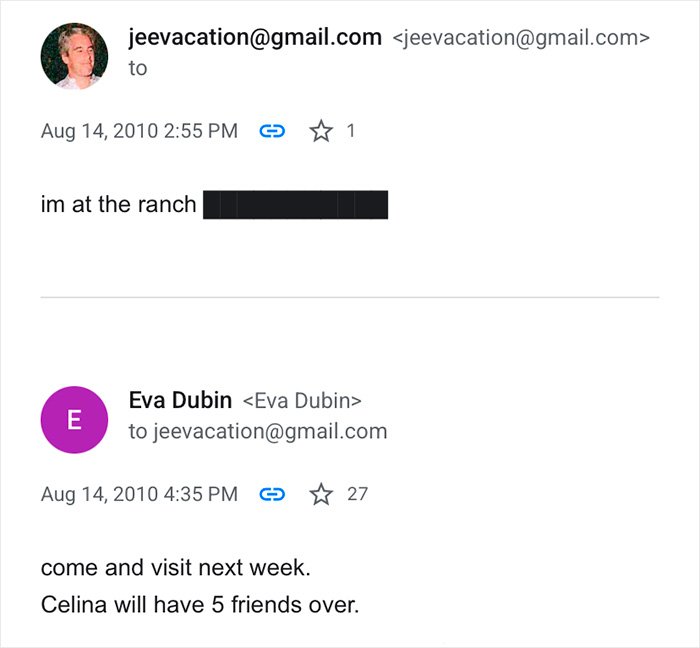 Email exchange revealing disturbing details about Epstein's obsession with ex-girlfriend's daughter and visit plans.