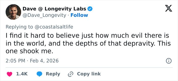 Screenshot of a Twitter reply discussing disturbing details about Epstein's obsession with ex-girlfriend’s daughter.