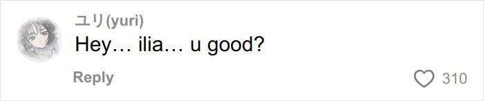 Comment saying hey ilia u good with 310 likes, highlighting concern after fans spot troubling posts in Olympic star Ilia Malinin&rsquo;s profile.