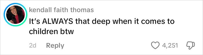 Comment from user kendall faith thomas discussing depth of topic related to children, highlighting chaos from Frida Mom marketing online.