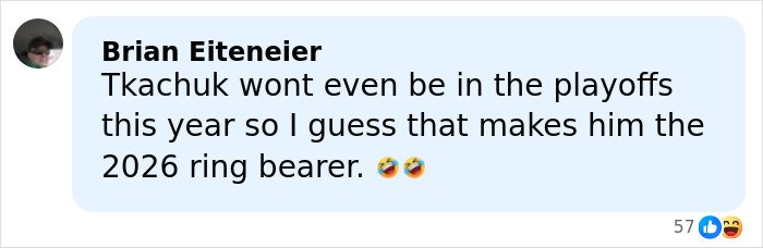 Commenter Brian Eiteneier reacting humorously to a hot-mic moment between Olympic hockey rivals sparking heated rivalry comparisons.