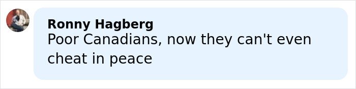 Comment on social media criticizing Canadian cheating during the Olympics, highlighting controversy among multiple countries.