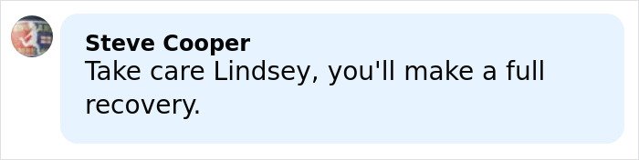 Comment by Steve Cooper expressing support for Lindsey Vonn's recovery after a horrific Olympics accident.