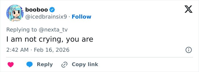 Tweet from user booboo expressing