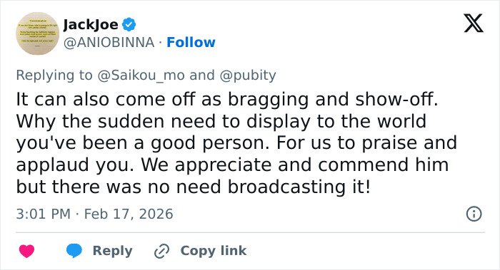 Tweet criticizing The Big Bang Theory star Kunal Nayyar’s GoFundMe, calling the revelation a needless display.