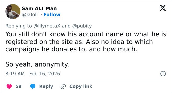 Tweet discussing anonymity in donations referencing The Big Bang Theory star Kunal Nayyar’s GoFundMe revelation and public reaction.