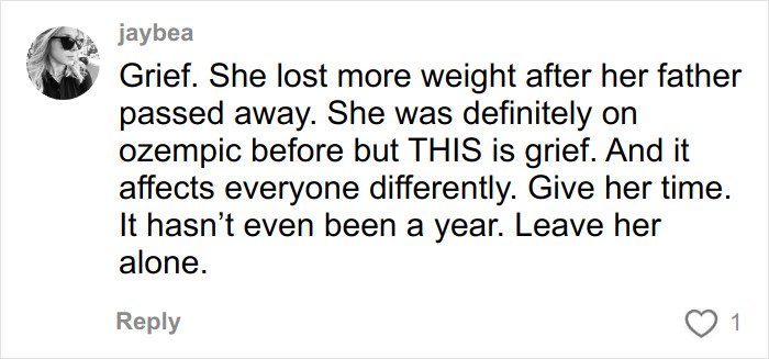 Comment discussing Kelly Osbourne’s latest look, weight loss, and friends’ reactions to her appearance.