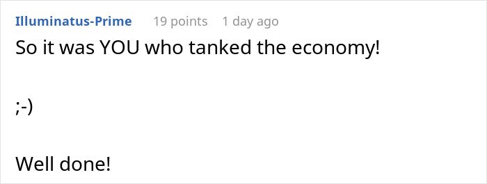 Comment on a forum page complaining about economic impact, featuring sarcastic text and emojis.