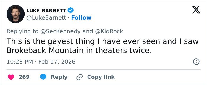 Screenshot of a tweet reacting to RFK Jr.'s deranged new workout video with Kid Rock sparking wild reactions online.