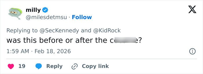 Twitter user replying to RFK Jr. and Kid Rock about their workout video, sparking wild reactions and online madness.