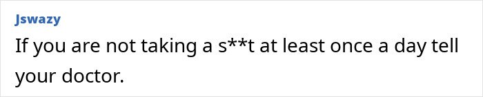 Comment on a forum about health, advising people to see a doctor if they lack daily bowel movements, linked to colon cancer breakthrough awareness.