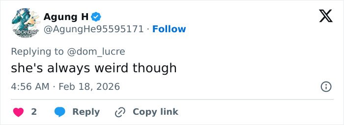 Screenshot of a Twitter reply comment about Lady Gaga&rsquo;s scary look and mannerisms at a recent concert.