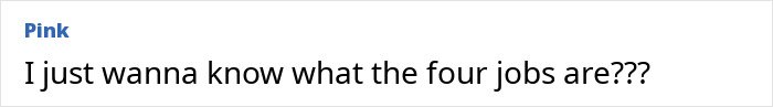 Text post from Pink asking about the four jobs Rumer Willis has to work despite her famous parents Bruce Willis and Demi Moore.