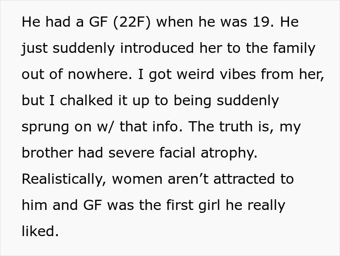 Text excerpt from story about a woman suspecting her late brother’s baby isn’t his after testing suspicions.