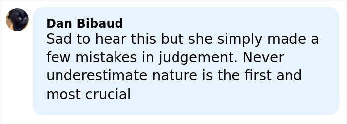 Comment on tragedy as young woman hiking New York's highest peak with her dog reflects on nature's dangers.