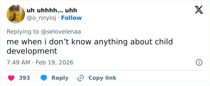 Screenshot of a tweet humorously commenting on lack of knowledge about child development related to pathological liar claims.