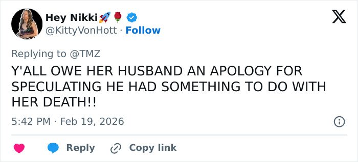 Tweet text reacting to police report unveiling devastating alleged details in Anne Burrell’s tragic passing.