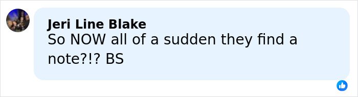 Comment on social media discussing police report details in Anne Burrell’s tragic passing investigation.