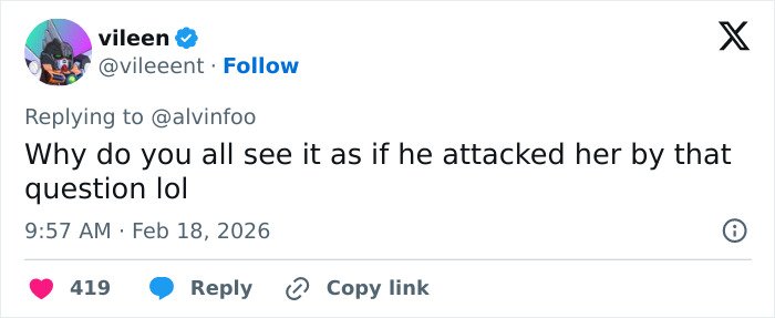 Screenshot of a tweet discussing JD Vance’s comment on Eileen Gu’s representation amid backlash against the athlete.