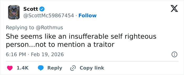 Screenshot of a social media comment criticizing Eileen Gu’s representation, linked to JD Vance’s backlash against the athlete.