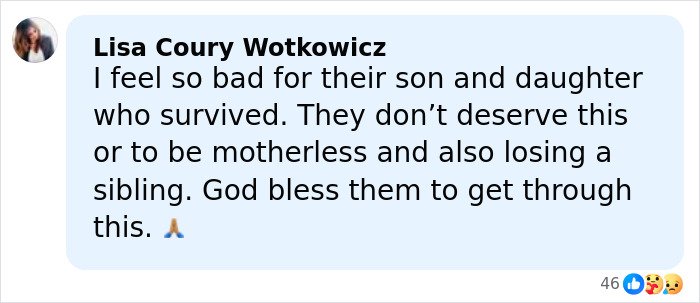 Comment expressing sympathy for the ice rink attacker&rsquo;s family and their surviving children after a tragedy.
