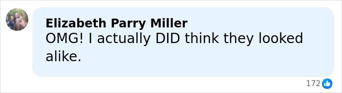 Comment from Elizabeth Parry Miller expressing surprise about people looking alike, related to police discovering disturbing detail about ice rink attacker&rsquo;s family.