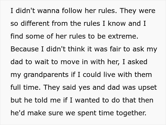 Teen boy explains refusing to follow woman&rsquo;s family rules and choosing to live with grandparents instead.