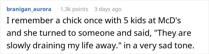 Screenshot of a humorous online comment where a guy tries to warn a couple about kids but forgets how many he has.