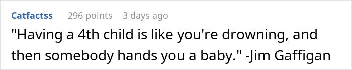 Text post with a humorous quote about having multiple kids, highlighting the irony of forgetting the number of children.