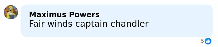 Comment from Maximus Powers saying Fair winds captain chandler with a small profile picture and five likes, related to ALS symptoms discussion.