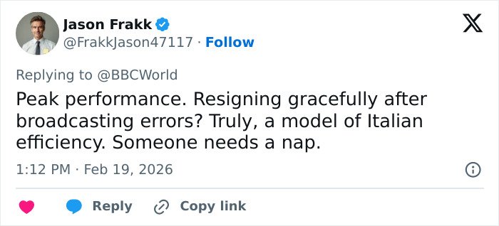 Screenshot of a social media comment discussing the Winter Olympics host forced to resign after controversial commentary.