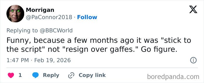 Screenshot of a social media post discussing Winter Olympics host forced to resign after commentary sparked outrage.