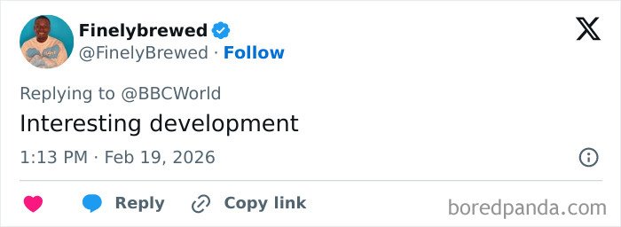 Twitter user reacting with "Interesting development" to Winter Olympics host forced to resign after commentary sparked outrage.