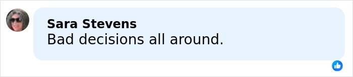 Comment by Sara Stevens reading bad decisions all around on a social media post about six mothers who enjoyed time off together losing their lives.