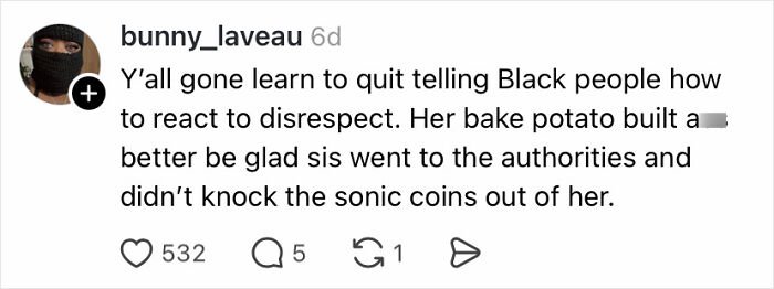 Screenshot of a social media comment discussing a witness reaction to a teacher jailed over an alleged racist attack.