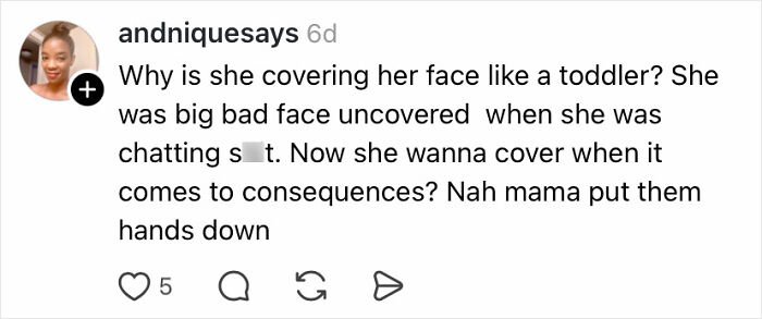 Screenshot of a social media comment discussing a teacher jailed over alleged racist attack and disturbing witness accounts.