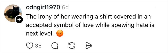 Social media comment criticizing a teacher jailed over alleged racist attack, highlighting irony and public outrage.