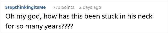 Comment on Reddit discussing a man’s 35 years of throat pain and his journey to solve his medical mystery.