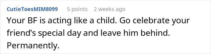 Comment expressing frustration with a boyfriend who can&rsquo;t handle his girlfriend doing maid of honor duties at a wedding.